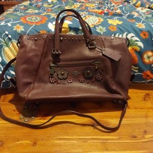 Beautiful coach bag with flower Embellishments